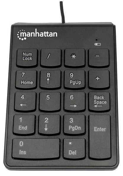 Manhattan USB Numeric Wired Keypad, black, 18 keys