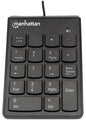 Manhattan USB Numeric Wired Keypad, black, 18 keys