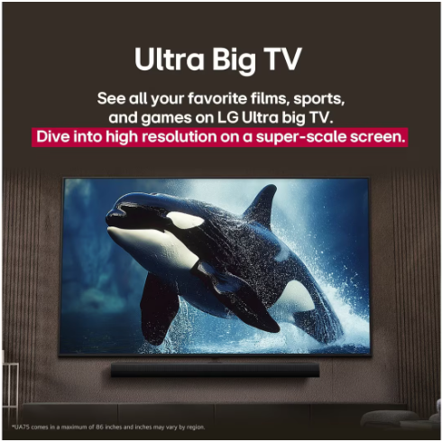 LG 75 Inch UHD AI UA854K AI Magic Remote Ready HDR10 Smart TV